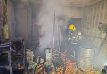Incêndio destrói barracas e atinge prédio em construção em Romaria