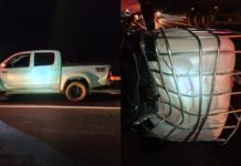 Tanque se solta de caminhonete e deixa motociclista ferido na MGC-452