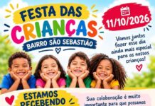 Festa das crianças no bairro São Sebastião acontece no dia 11 de outubro